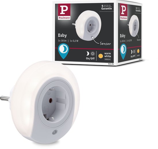 Nachtlamp Esby met schemersensor rond 3000K 22lm