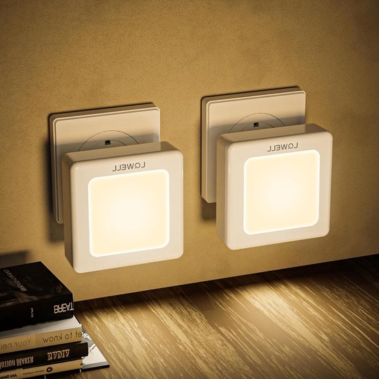 Nachtlamp Fitting - Oriëntatielicht - Automatisch Verlichten - Opvouwbare Stekker - 2 Stuks - Wit