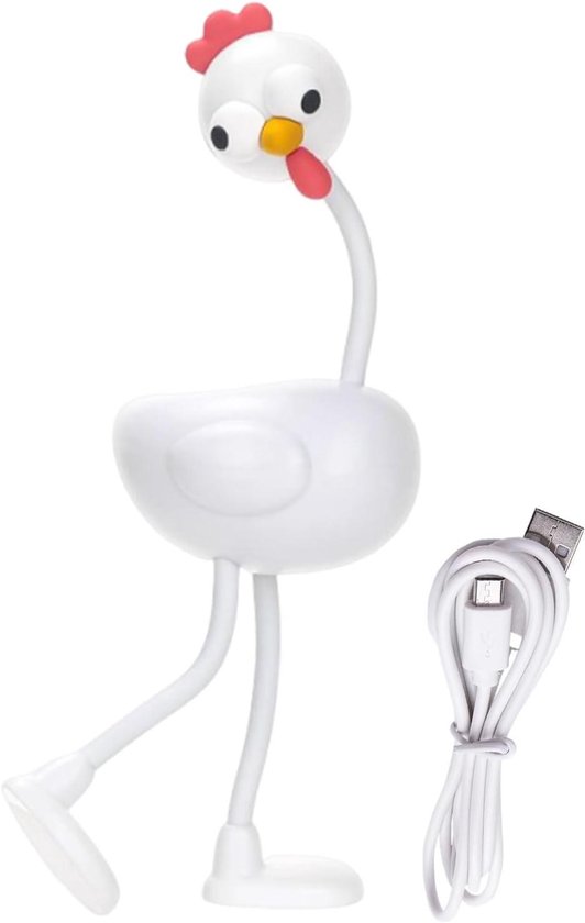 Nachtlamp Kip - Bedlampje Kinderkamer - Sfeerverlichting Creëren - Flexibel Verstelbaar - 165 cm - Wit