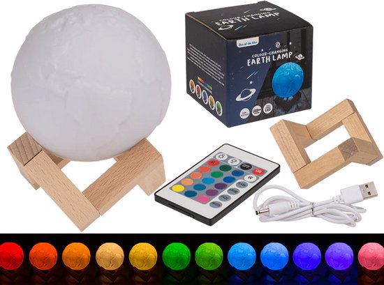 Nachtlamp Kleur veranderende lamp, aardetint, ca. 10 cm, verschillende lichtstanden, met USB-kabel afstandsbediening van Merkloos