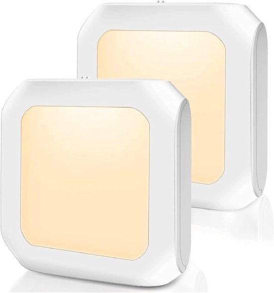 Nachtlamp - ledlamp - LED-nachtlampjes voor in het stopcontact - 2 stuks - met automatische schemer- tot dageraadsensor - verstelbare warmwitte nachtlampjes - voor kinderkamers, slaapkamers, keuken, gangen van Ecomoods