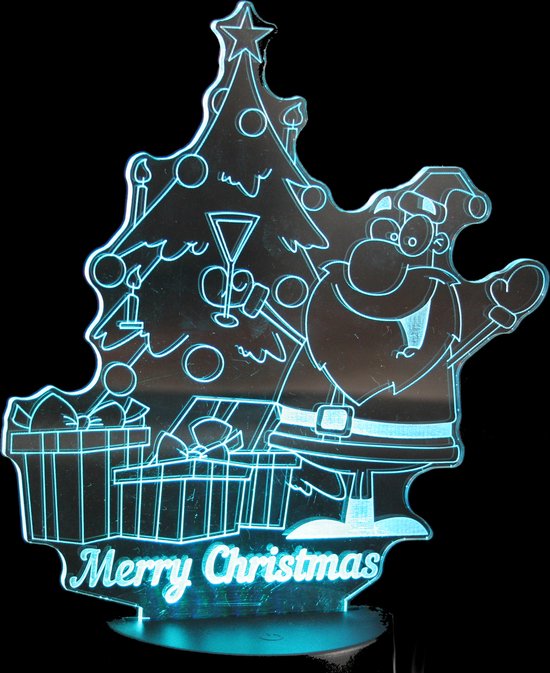 Nachtlamp 'Merry Christmas' - LED lamp - 3D Illusion - 7 kleuren en 4 effecten