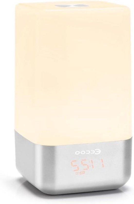 Nachtlamp met wekker - Wake-up light - Ochtendroutine verbeteren - Simuleert zonsopgang - 23.5 x 12.5 cm - Wit