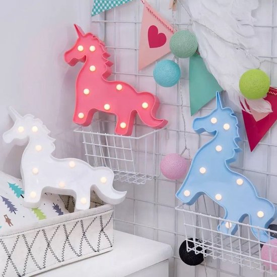 Nachtlamp Mini Unicorn - Wit - 25*30cm - Kinderkamer Slaapkamer van Merkloos