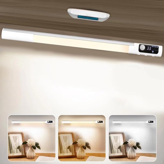 Nachtlamp - Nachtlampje - Onderbouw Verlichting - Bewegingssensor Lamp met 1200mAh Batterij - 3m Detectiebereik - Instelbare Hoeken - Geschikt voor Keuken, Bureau en Nachtkastje - Type-C opladen - 1 stuk - 1200mAh