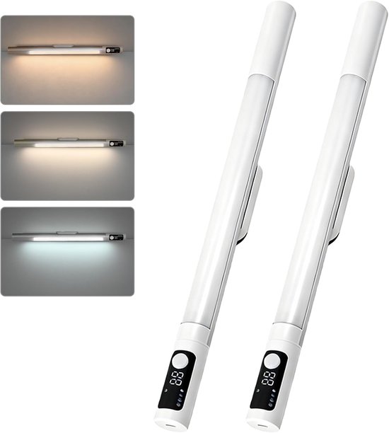 Nachtlamp - Nachtlampje - Onderbouw Verlichting - Bewegingssensor Lamp met 1200mAh Batterij - 3m Detectiebereik - Instelbare Hoeken - Geschikt voor Keuken, Bureau en Nachtkastje - Type-C opladen - 2 stuks - 1200mAh