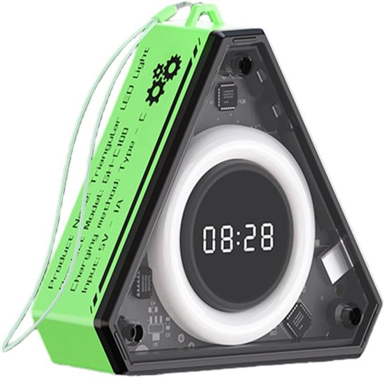 Nachtlamp - Nachtlampje - Oplaadbare USB Nachtlamp - LED Leeslamp voor Bureau - 3 Standen - Draagbare Slaapkamerlamp voor Babykamer en Studiekamer - Groen met klok, maar zonder magneet van Aigostar