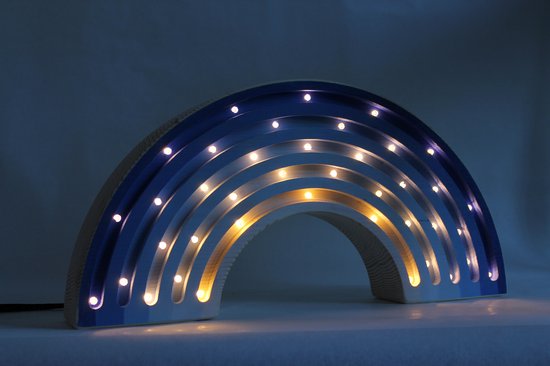 Nachtlamp Regenboog Blauw - Kinderkamer - Babykamer - LED-Verlichting - Hout - Handgemaakt - Lamp - Lichtenhout.nl van Lichtenhout.nl