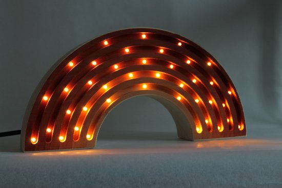 Nachtlamp Regenboog Bruin - Kinderkamer - Babykamer - LED-Verlichting - Hout - Handgemaakt - Lamp - Lichtenhout.nl van Lichtenhout.nl