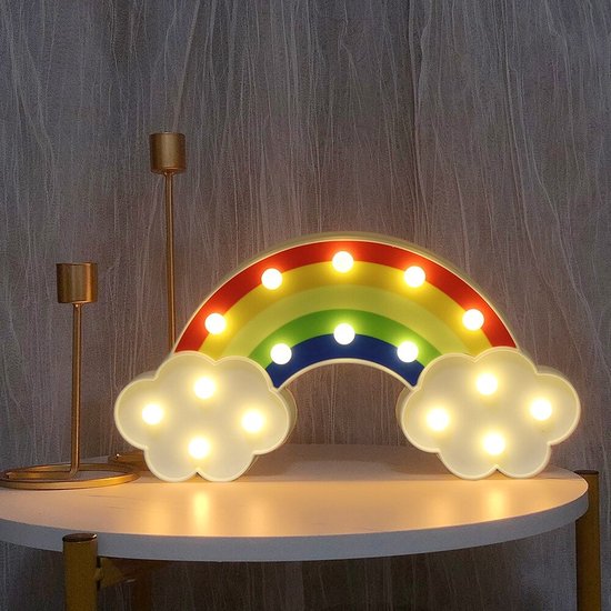 Nachtlamp Regenboog met Wolkjes - 30.5*16cm - Rainbow Kinderkamer Babykamer van Merkloos