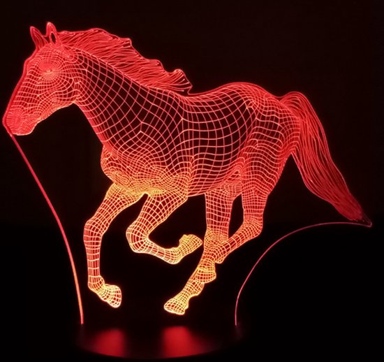 Nachtlamp 'Rennend Paard' - LED lamp - 3D Illusion - 7 kleuren en 4 effecten van Lumiasfer
