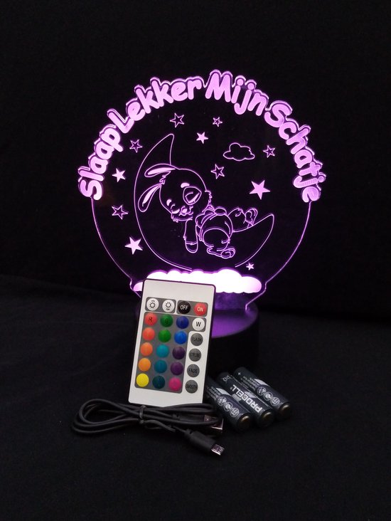 Nachtlamp 'Slaap lekker Mijn Schatje' - LED lamp - 3D Illusion - 7 kleuren en 4 effecten van N/A