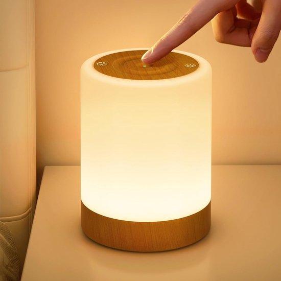 Nachtlamp Touch Dimbaar met Timer – Oplaadbare Bedlamp voor Kinderen & Volwassenen | Met Kleurveranderingen, Draagbaar en Oplaadbaar van Merkloos