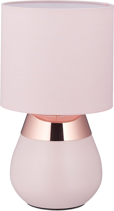 nachtlamp touch - stoffen lampenkap - E14 - Ø 18 cm - slaapkamer - woonkamer van Merkloos