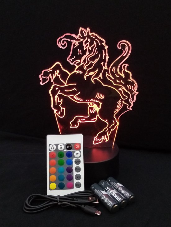 Nachtlamp 'Twentse Ros' - LED lamp - 3D Illusion - 7 kleuren en 4 effecten - Twente van N/A