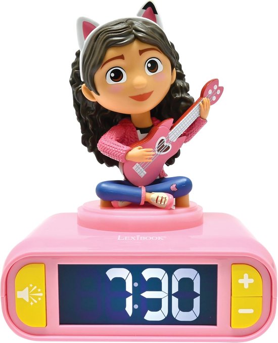 Nachtlamp Wekker - Kinderalarm - Wakker Worden - Vrolijke Geluiden - 18.5 cm Hoog - Roze