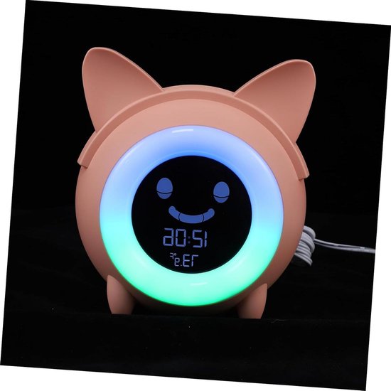 Nachtlamp Wekker - Slaapklok Kinderwekker - Wakker Worden - Dubbelzijdige Functie - 250 Gram - Roze