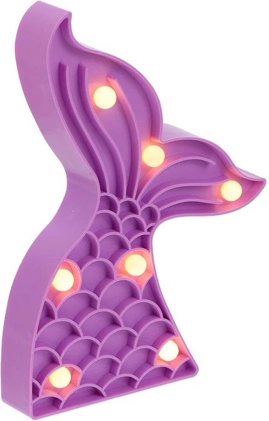 Nachtlamp Zeemeermin Staart - Paars - 22*17cm - Kinderkamer Babykamer van QAZQA