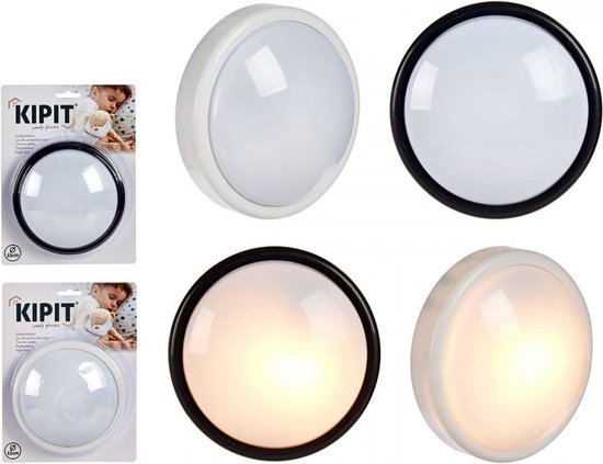 Nachtlamp - Zwart - Big - ganglamp - Ronde - LED-Lampen - 13,7 x 13,7 x 4,7 cm - zolderlamp - nachtlampje van Kipit