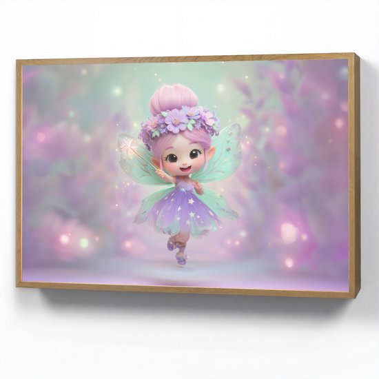 Nachtlampje 100x70 cm - Kinder lamp - Fee - Paars - Sprookje - Tafellamp kinderkamer draadloos - Slaapkamer lampje - Bedlamp kinderen - Kinderlampje - Wandlamp babykamer - Nachtlampjes
