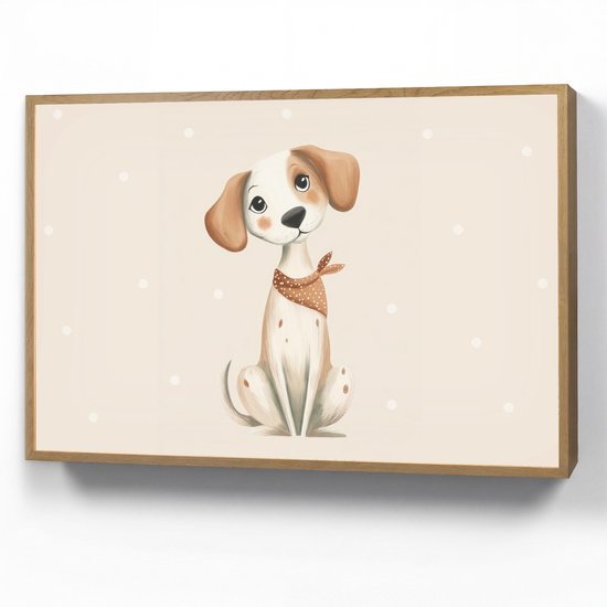 Nachtlampje 100x70 cm - Kinder lamp - Hond - Pup - Beige - Stippen - Tafellamp kinderkamer draadloos - Slaapkamer lampje - Bedlamp kinderen - Kinderlampje - Wandlamp babykamer - Nachtlampjes