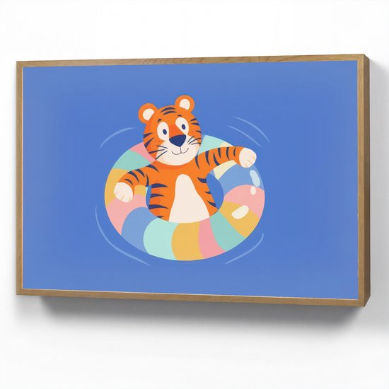 Nachtlampje 100x70 cm - Kinder lamp - Tijger - Zwemband - Water - Tafellamp kinderkamer draadloos - Slaapkamer lampje - Bedlamp kinderen - Kinderlampje - Wandlamp babykamer - Nachtlampjes