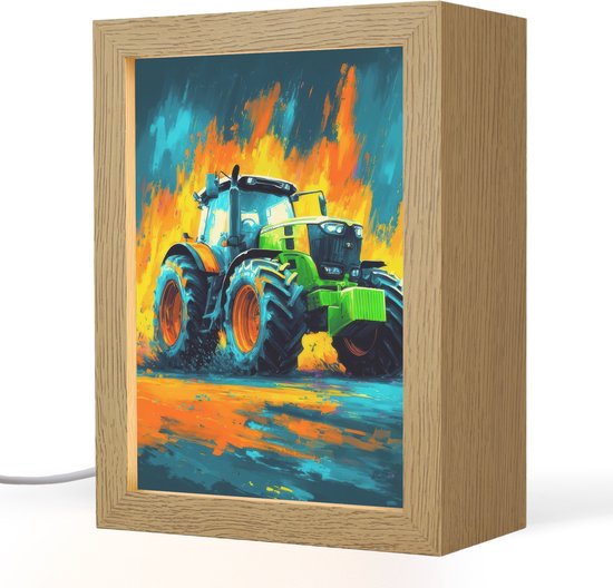 Nachtlampje 15x20 cm - Kinder lamp - Abstract - Tractor - Groen - Tafellamp kinderkamer - Slaapkamer lamp - Bedlamp kinderen - Kinderlampje stopcontact - Wandlamp babykamer - Nachtlampjes van Merkloos