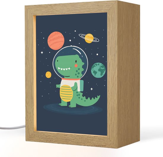 Nachtlampje 15x20 cm - Kinder lamp - Dino - Ruimtepak - Planeten - Tafellamp kinderkamer - Slaapkamer lamp - Bedlamp kinderen - Kinderlampje stopcontact - Wandlamp babykamer - Nachtlampjes van Merkloos