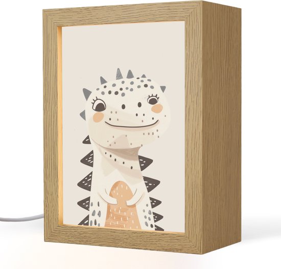 Nachtlampje 15x20 cm - Kinder lamp - Dinosaurus - Pastel kleuren - Tafellamp kinderkamer - Slaapkamer lamp - Bedlamp kinderen - Kinderlampje stopcontact - Wandlamp babykamer - Nachtlampjes van Merkloos