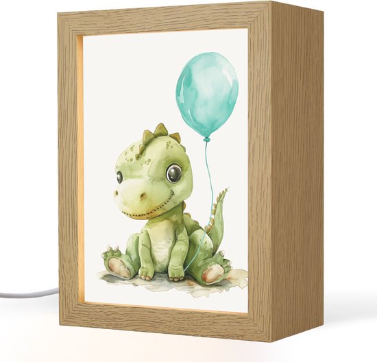 Nachtlampje 15x20 cm - Kinder lamp - Draak - Baby dier - Blauwe ballon - Tafellamp kinderkamer - Slaapkamer lamp - Bedlamp kinderen - Kinderlampje stopcontact - Wandlamp babykamer - Nachtlampjes van Merkloos