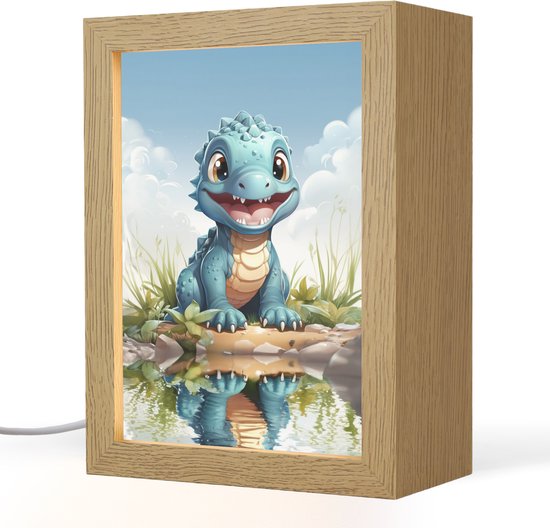 Nachtlampje 15x20 cm - Kinder lamp - Draak - Blauw - Jongens - Kinderen - Tafellamp kinderkamer - Slaapkamer lamp - Bedlamp kinderen - Kinderlampje stopcontact - Wandlamp babykamer - Nachtlampjes van Merkloos