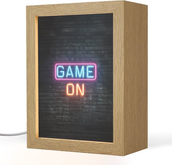 Nachtlampje 15x20 cm - Kinder lamp - Game on - Neon - Muur - Tafellamp kinderkamer - Slaapkamer lamp - Bedlamp kinderen - Kinderlampje stopcontact - Wandlamp babykamer - Nachtlampjes van Merkloos