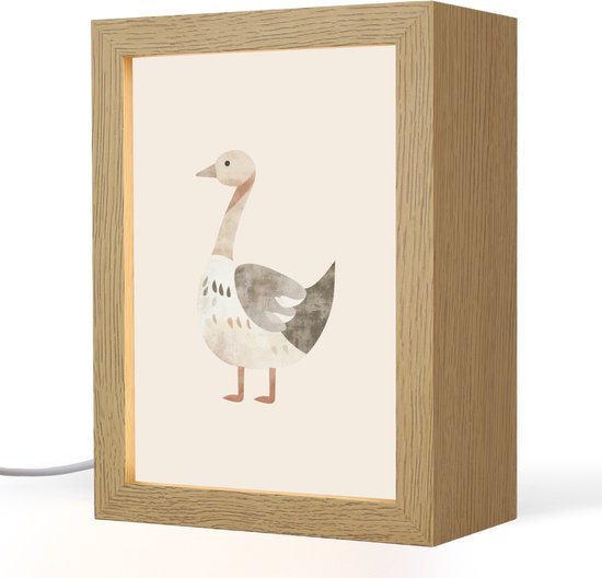 Nachtlampje 15x20 cm - Kinder lamp - Gans - Dier - Pastel kleuren - Tafellamp kinderkamer - Slaapkamer lamp - Bedlamp kinderen - Kinderlampje stopcontact - Wandlamp babykamer - Nachtlampjes van Merkloos