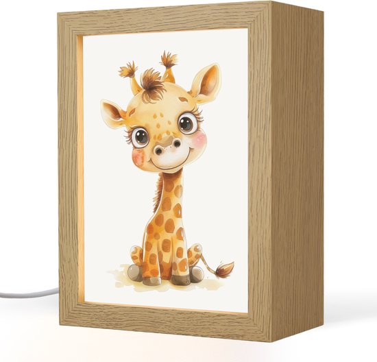 Nachtlampje 15x20 cm - Kinder lamp - Giraf - Baby dier - Wilde dieren - Tafellamp kinderkamer - Slaapkamer lamp - Bedlamp kinderen - Kinderlampje stopcontact - Wandlamp babykamer - Nachtlampjes van Merkloos