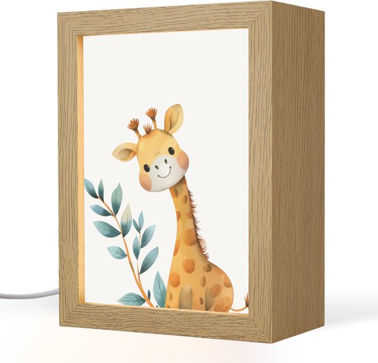 Nachtlampje 15x20 cm - Kinder lamp - Giraf - Dier - Wilde dieren - Tafellamp kinderkamer - Slaapkamer lamp - Bedlamp kinderen - Kinderlampje stopcontact - Wandlamp babykamer - Nachtlampjes van DecoAction