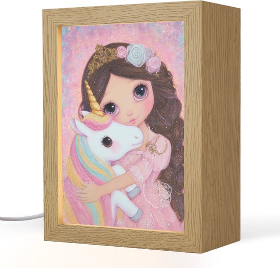 Nachtlampje 15x20 cm - Kinder lamp - Meisje - Eenhoorn - Glitter - Tafellamp kinderkamer - Slaapkamer lamp - Bedlamp kinderen - Kinderlampje stopcontact - Wandlamp babykamer - Nachtlampjes van Merkloos
