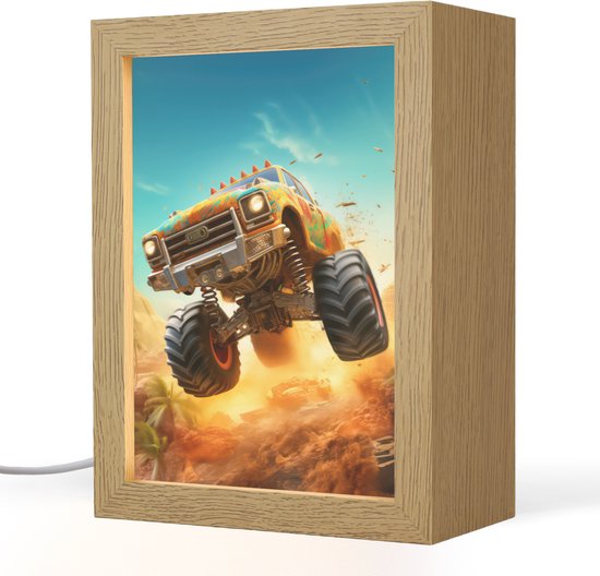 Nachtlampje 15x20 cm - Kinder lamp - Monstertruck - Kind - Jongen - Auto - Tafellamp kinderkamer - Slaapkamer lamp - Bedlamp kinderen - Kinderlampje stopcontact - Wandlamp babykamer - Nachtlampjes van Merkloos
