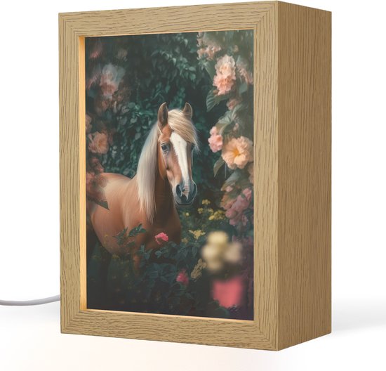 Nachtlampje 15x20 cm - Kinder lamp - Paard - Natuur - Bloemen - Bos - Dieren - Tafellamp kinderkamer - Slaapkamer lamp - Bedlamp kinderen - Kinderlampje stopcontact - Wandlamp babykamer - Nachtlampjes van Merkloos
