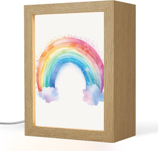 Nachtlampje 15x20 cm - Kinder lamp - Regenboog - Kinderen - Meisje - Tafellamp kinderkamer - Slaapkamer lamp - Bedlamp kinderen - Kinderlampje stopcontact - Wandlamp babykamer - Nachtlampjes van Merkloos