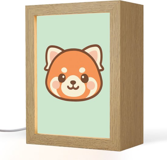 Nachtlampje 15x20 cm - Kinder lamp - Rode panda - Groen - Cartoon - Tafellamp kinderkamer - Slaapkamer lamp - Bedlamp kinderen - Kinderlampje stopcontact - Wandlamp babykamer - Nachtlampjes van Merkloos