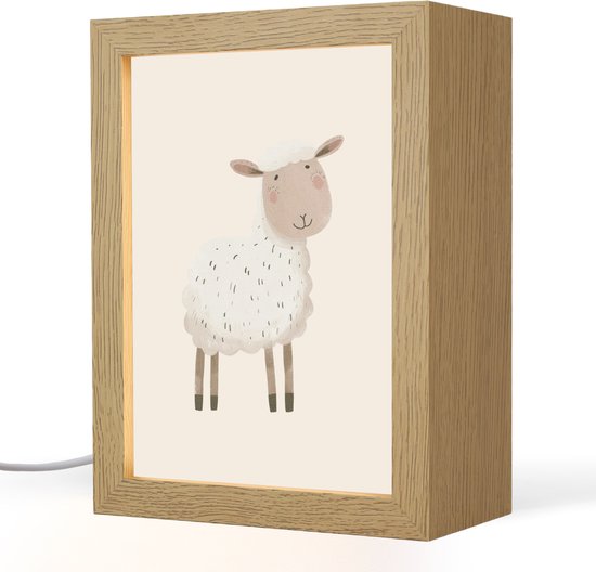 Nachtlampje 15x20 cm - Kinder lamp - Schaap - Boerderij dier - Dieren - Tafellamp kinderkamer - Slaapkamer lamp - Bedlamp kinderen - Kinderlampje stopcontact - Wandlamp babykamer - Nachtlampjes van Lumigo