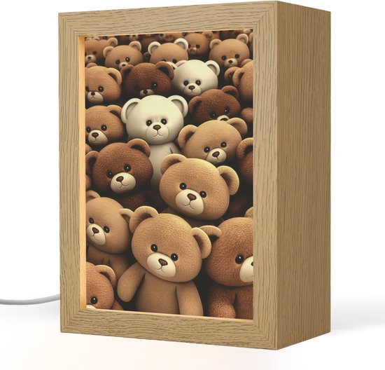 Nachtlampje 15x20 cm - Kinder lamp - Teddybeer - Knuffel - Bruin - Beer - Jongens - Meisjes - Tafellamp kinderkamer - Slaapkamer lamp - Bedlamp kinderen - Kinderlampje stopcontact - Wandlamp babykamer - Nachtlampjes van Zenivo