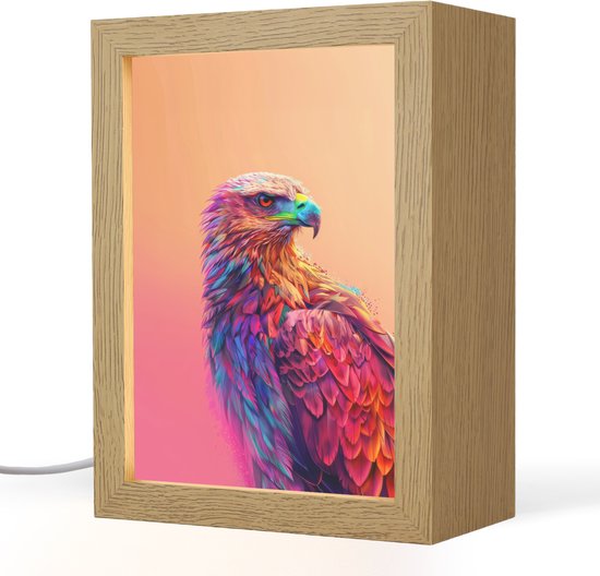 Nachtlampje 15x20 cm - Kinder lampje - Arend - Vogel - Kleurrijk - Dier - Tafellamp kinderkamer - Slaapkamer lamp - Bedlamp kinderen - Kinderlampje stopcontact - Wandlamp babykamer - Nachtlampjes van Merkloos