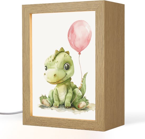 Nachtlampje 15x20 cm - Kinder lampje - Draak - Baby dier - Roze ballon - Tafellamp kinderkamer - Slaapkamer lamp - Bedlamp kinderen - Kinderlampje stopcontact - Wandlamp babykamer - Nachtlampjes