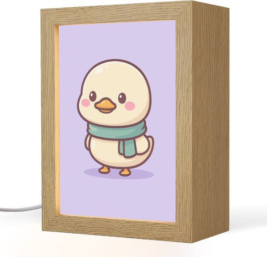 Nachtlampje 15x20 cm - Kinder lampje - Eend - Sjaal - Paars - Tafellamp kinderkamer - Slaapkamer lamp - Bedlamp kinderen - Kinderlampje stopcontact - Wandlamp babykamer - Nachtlampjes van Merkloos
