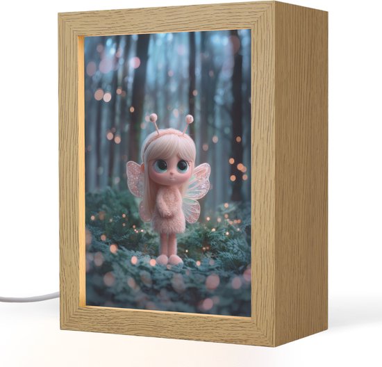 Nachtlampje 15x20 cm - Kinder lampje - Elfje - Cartoon - Bos - Lichtjes - Tafellamp kinderkamer - Slaapkamer lamp - Bedlamp kinderen - Kinderlampje stopcontact - Wandlamp babykamer - Nachtlampjes van Merkloos