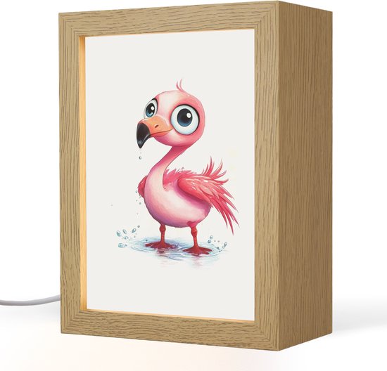 Nachtlampje 15x20 cm - Kinder lampje - Flamingo - Roze - Water - Tafellamp kinderkamer - Slaapkamer lamp - Bedlamp kinderen - Kinderlampje stopcontact - Wandlamp babykamer - Nachtlampjes van Merkloos