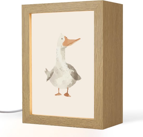 Nachtlampje 15x20 cm - Kinder lampje - Gans - Eend - Boerderij - Dieren - Tafellamp kinderkamer - Slaapkamer lamp - Bedlamp kinderen - Kinderlampje stopcontact - Wandlamp babykamer - Nachtlampjes van OnlyWow