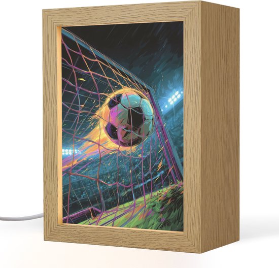 Nachtlampje 15x20 cm - Kinder lampje - Goal - Voetbal - Vuur - Stadion - Tafellamp kinderkamer - Slaapkamer lamp - Bedlamp kinderen - Kinderlampje stopcontact - Wandlamp babykamer - Nachtlampjes