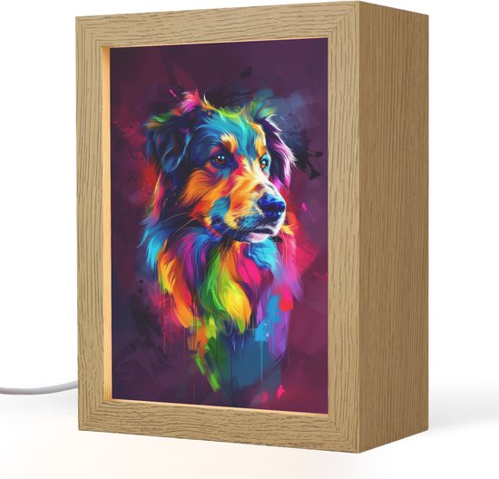 Nachtlampje 15x20 cm - Kinder lampje - Hond - Kleurrijk - Dier - Dierenhoofd - Tafellamp kinderkamer - Slaapkamer lamp - Bedlamp kinderen - Kinderlampje stopcontact - Wandlamp babykamer - Nachtlampjes van OnlyWow
